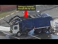 Garbage truck strikes overpass, driver crushed Garbage truck strikes overpass, driver crushed