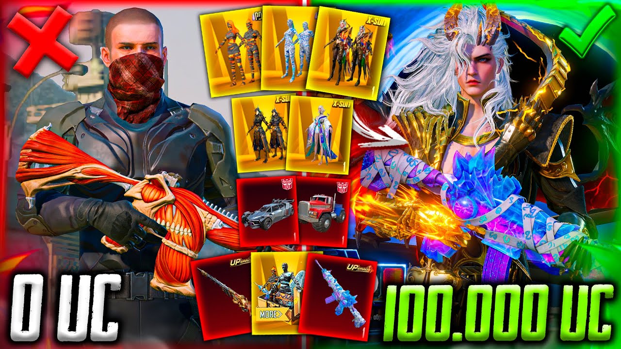 СОЧНАЯ ПРОКАЧКА АККАУНТА на 100000 UC! ПРОКАЧАЛ 3 Х-КОСТЮМА, ВЫБИЛ МУМИЮ, МАШИНЫ, М416 / ПУБГ МОБАЙЛ