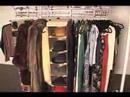 Hot babe demonstrates home cloths closet conveyor organizer