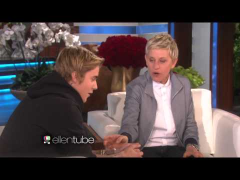 Ellen Degeneres Scares Justin Bieber. (19.02.2015)