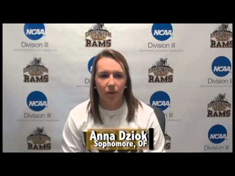 Framingham State Athlete of the Week- Anna Dziok (Softball) 3/20/16