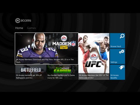 App - A quick look at the EA Access App on Xbox One. The new subscription service for £3.99 monthly or £19.99 per year offering unlimited access to select EA titles and discounts on digital purchases....