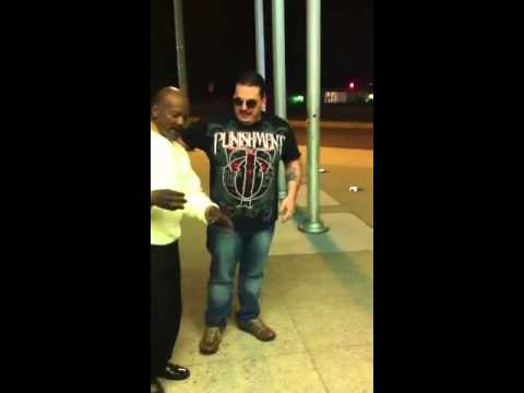 Comedian Sean Ryan doing a drunk cart wheel