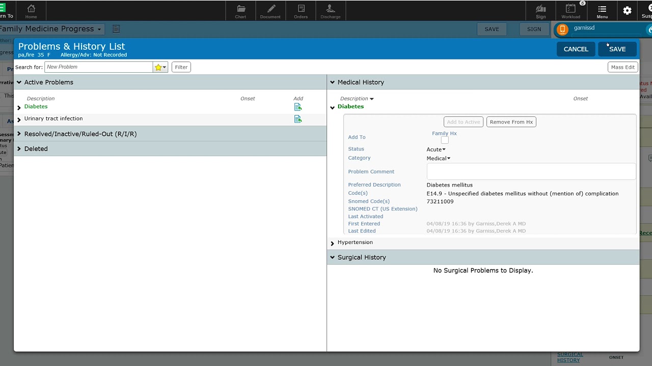 Meditech Expanse - Documentation & Using the Problem List