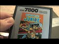 classic game room hd reviews donkey kong junior for atari 7800! donkey kong jr. was released in the arcades by nintendo in 1982 and found its way onto numerous video game consoles in the following years. dk jr. is on the atari 7800, atari 2600, colecovision and nintendo entertainment system just to name a few. this donkey kong jr. review features gameplay footage from donkey kong junior showing this nintendo old school arcade game video game masterpiece being played. witness four rounds of donkey kong jr. as found on this atari 7800 game cartridge! witness donkey kong's son fighting mario to save his father in this rare game where nintendo's hero, mario, is a bad guy!