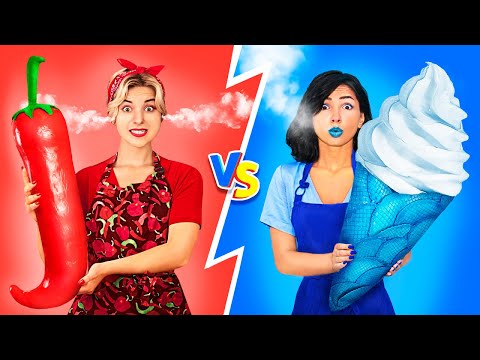 Hot vs Cold Challenge / Feuriges Mädchen gegen eisiges Mädchen