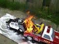 burning a toy truck with sulfer in the trunk ( really cool ) burning a toy truck with sulfer in the trunk ( really cool )