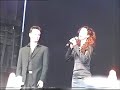 the celtic tenors with deirdre shannon at the st. patrick's day open-air concert on 16th march 2003, in london's jubilee gardens next to the london eye.