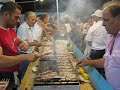 Samos: wine festival 2005: souvlakia production line