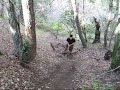 dennis looks for a trail, but fails.