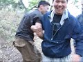 dennis looks for a trail, but fails.