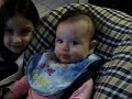 isabel tries sweet taters for the first time, before this all she has had was breast milk, and cereal with breast milk.