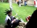 Orihime throws Cheez-its to Kenpachi