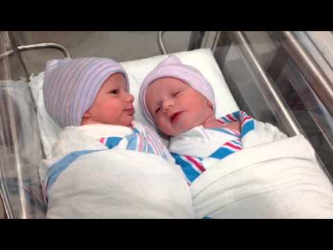 Awwww these newborn twins are chatting up a storm