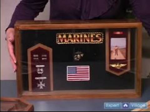 how to attach items in a shadow box