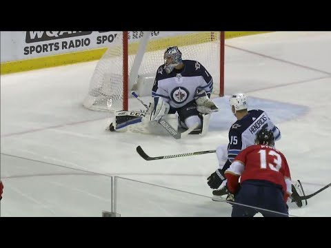 Video: Panthers score twice in 29 seconds on Jets young goalie Comrie
