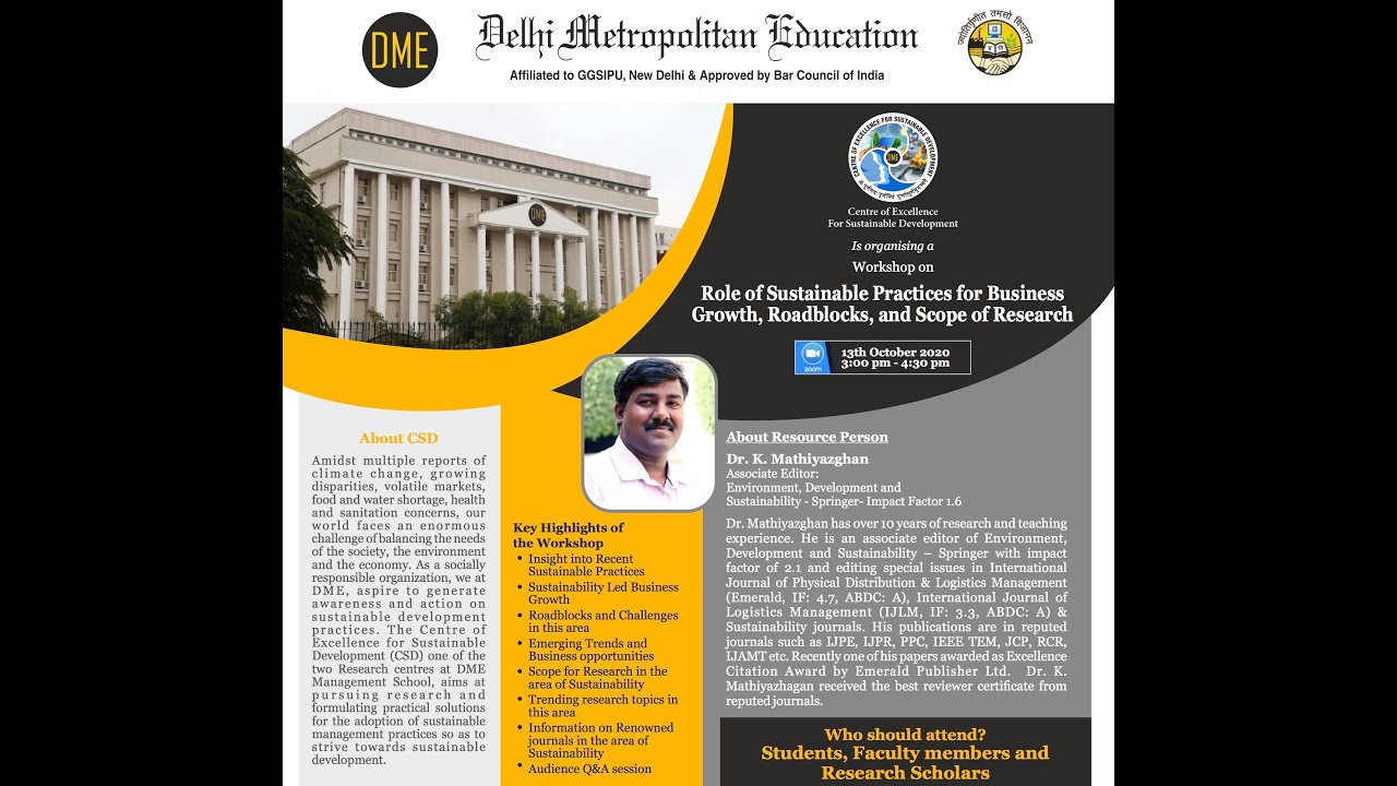 Workshop organised by DME Center of Excellence for Sustainable Development