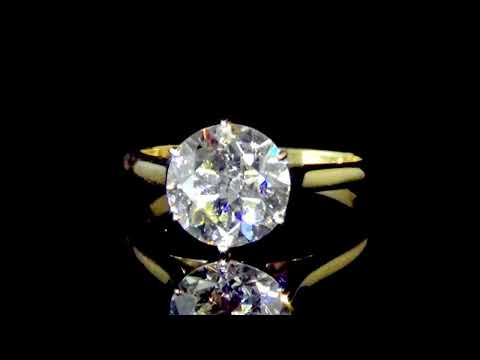 Lady's 14k Yellow Gold 3ct Solitaire Old European Cut Diamond Ring