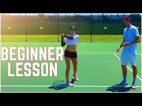 Beginner Tennis Lesson | Forehand, Backhand & Serve
