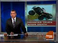 an event promoter was killed during a monster truck rally in madison, wis. the promoter was accidentally crushed by a passing monster truck. michelle gielan reports.