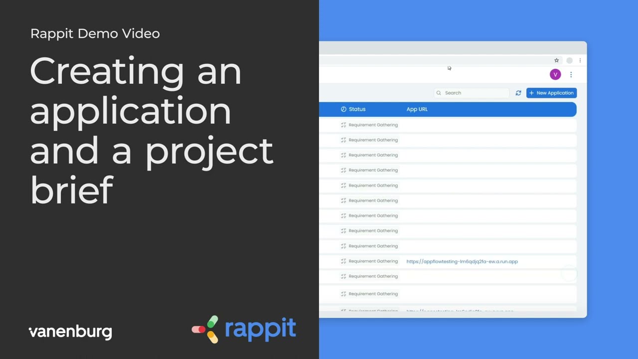 Rappit Developer demo - Creating an application and a project brief