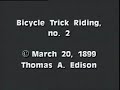 a short black and white film produced by thomas edison of a fixed gear freesytle rider demonstrating some bar spins and track stands on a stage. i got this film directly from the library of congress. i did not reproduce this or alter the footage in any way. here's the link if you still have doubts.
