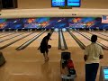 Bowling 3-finger hook strike. Old low-tech ball.