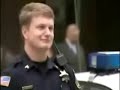 cop forgets national anthem