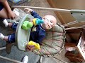 Levi grabs the swing to stop himself