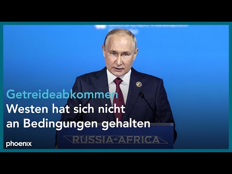 Prsident Wladimir Putin zum Russland-Afrika-Gipfel und zum Getreideabkommen am 27.07.23