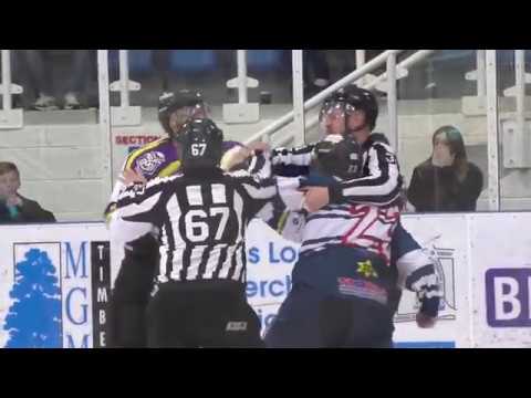 Paul Swindlehurst vs Johan Andersson EIHL fight 4-11-17