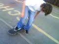 Kingsley on my broken skateboard