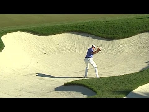 Harris English holes bunker shot for eagle at No. 16 at Cadillac