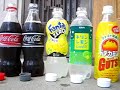 Mentos and some carbonated drinks including Coke, Coke zero, Fanta zero, Kirin lemon and Dodekamin.