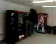 Karate kick breaks a vending machine