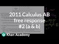 2011 Calculus AB Free Response #2 (a & b)