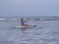 Pam rolls her Waveski - 1 1/2 times. Pam rolls her Waveski - 1 1/2 times.