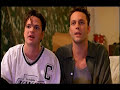 3 guys hanging out before going out on the town of hollywood. 2 are playing a hockey video game and talking some funny $#!% to each other.