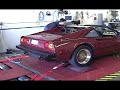 1983 Ferrari 308 GTS QV. Winding out the gears to 8K rpm on the dyno. Tubi Style muffler w/test pipes.