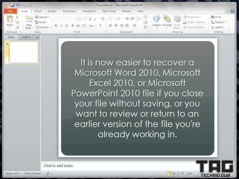 how to recover powerpoint file not saved 2010