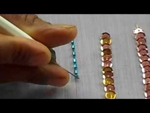AARI / TAMBOUR /MAGGAM EMBROIDERY: how to sew bungle bead with a aari needle
