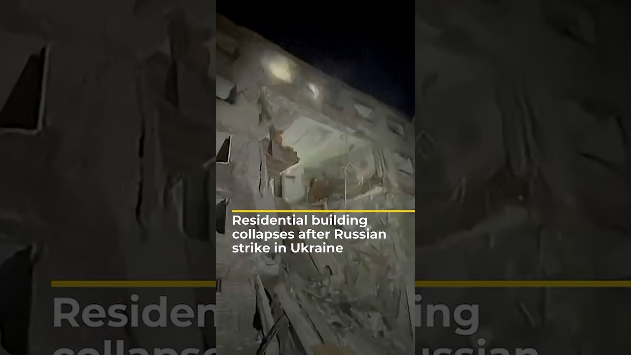 Residential building collapses after Russian strike in Ukraine