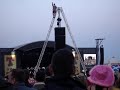 Spiderman climbs speakers during Snow Patrol, T In The Park Spiderman climbs speakers during Snow Patrol, T In The Park