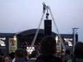 Spiderman climbs speakers during Snow Patrol, T In The Park
