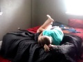 Hanna&Wyatt Wrestleing!(Hanna wins with a choke hold thingy(:)