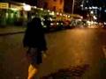 Katrina walks on cobblestone streets in Seattle