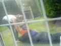 lauren pushing danielle in a bush at abbeys (;