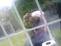 lauren pushing danielle in a bush at abbeys (;