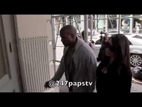 Kim - Kim Kardashian and Kanye Leaving his apartment , they went shopping with a few photographers outside waiting for them , they later jumped back into Kanye's M...