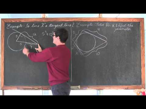 tangent - I introduce tangent lines and work through 6 examples to help explain how they relate to circles. Examples at 6:00 7:41 10:18 15:56 18:43 12:31.